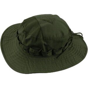 Unisex Army Green Wide Brim Boonie Breathable Uv Protection Classic Bucket Hat